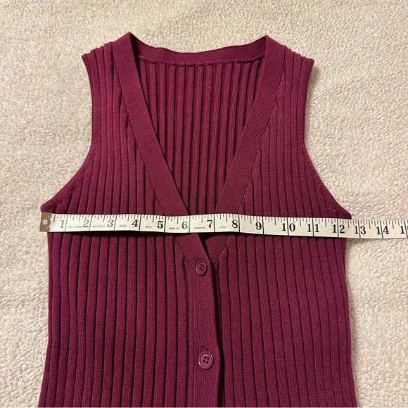 Ronny Kobo Garner Knit Top Ribbed Sweater Set Two Piece Shrug Burgundy Red - Picture 12 of 16